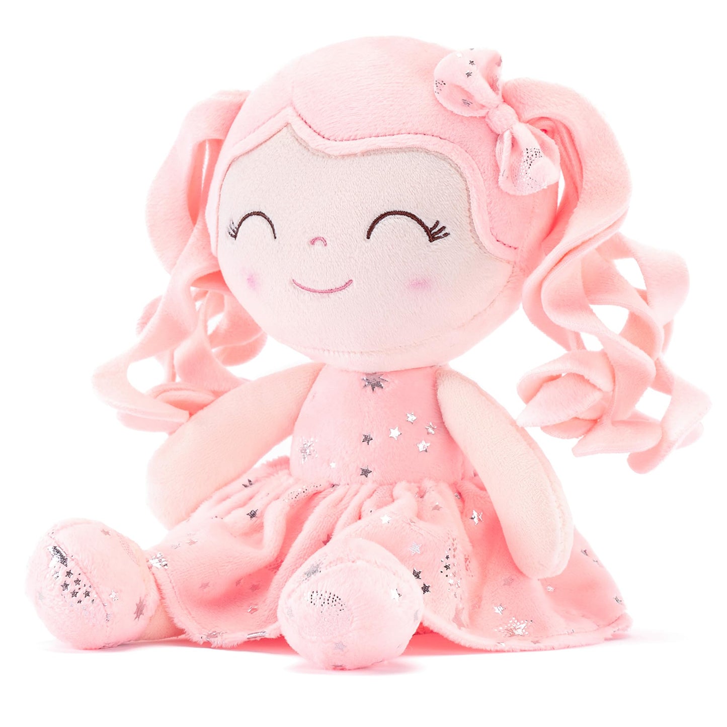 Gloveleya Soft Dolls Plush Baby Dolls My First Baby Doll Baby Dolls First Baby Doll Plush Baby Doll Coral Pink Dress Baby Doll Gift 12Inches
