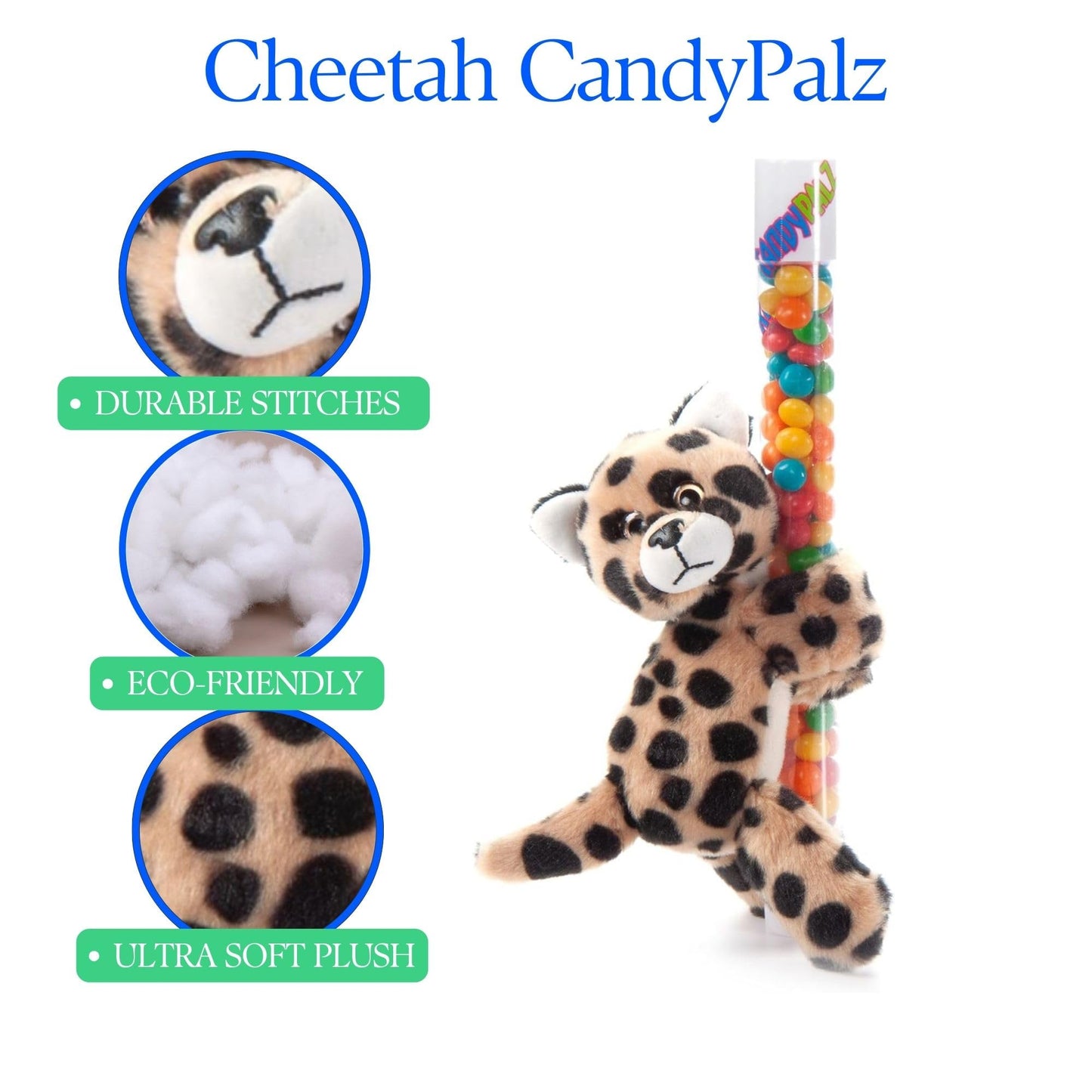 The Petting Zoo Cheetah Stuffed Animal Plushie Slap Bracelet, Gifts For Kids, Candypalz, Zoologee Realistic Cheetah Plush Toy