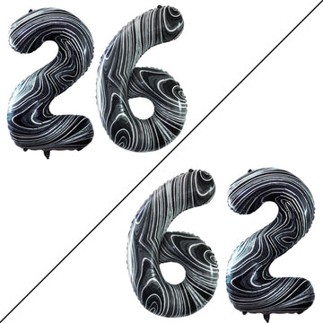 Goer Number 26 Balloons For 26Th Birthday Party Decorations,42 Inch Jumbo Foil Helium 62 Balloons For 62Nd Birthday Party Decoration (Marble Black)