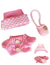Doll Outfit Clothes Set for 17cm Dolls enhanced Fashion Hat Overalls Sweater Bag Dress Jumpsuit for Dolls Accessories (NO Doll) (Pink Sweater)