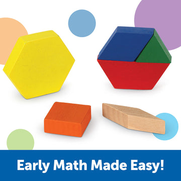 Learning Resources Wooden Pattern Blocks, Early Math Concepts, Set Of 250, Ages 3+