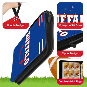 Football Card Binder With Sleeves 900 Pocket, Buffalo Football Card Holder For Trading Cards Sports Card 3 Ring Binder Folder Fo