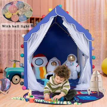 Yoiko Kids Play Tent For Boys, Large Toddlers Tent Indoor And Outdoor Playrooms, Children'S Game Astronaut Space World Playhouse Gift Toys, Kids Castle Large Fairy Playhouse Tent With Lighted Balls