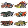 DINOBROS Pull Back Dinosaur Toy Cars - 6 Pack Multicolor Rubber Dino Toys for Kids Ages 3-5, Model D19B