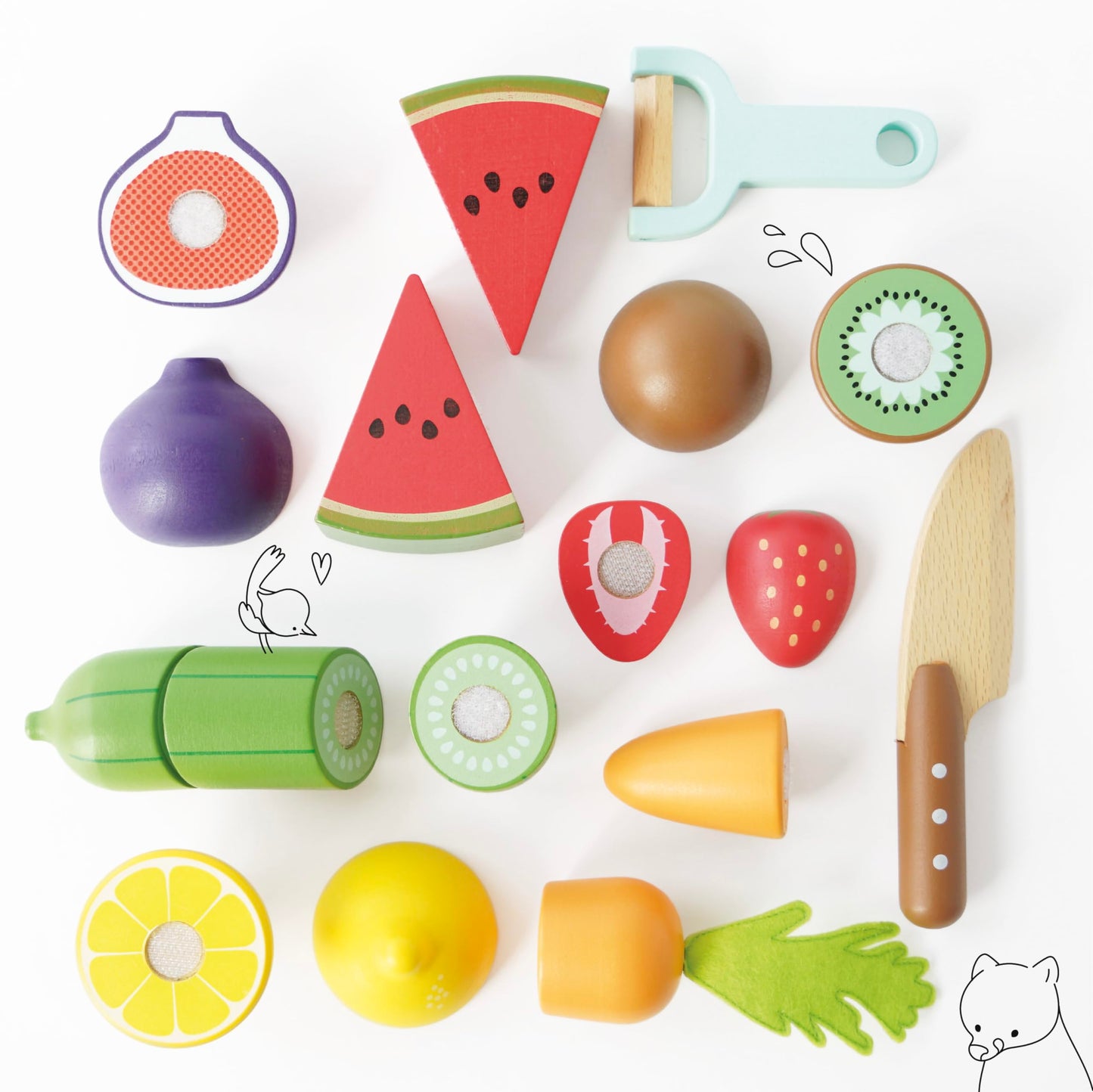 Le Toy Van Wooden Chopping Board & Super Food Set - Pretend Play for Kids 24+ Months, Perfect for Supermarket & Cafe Fun