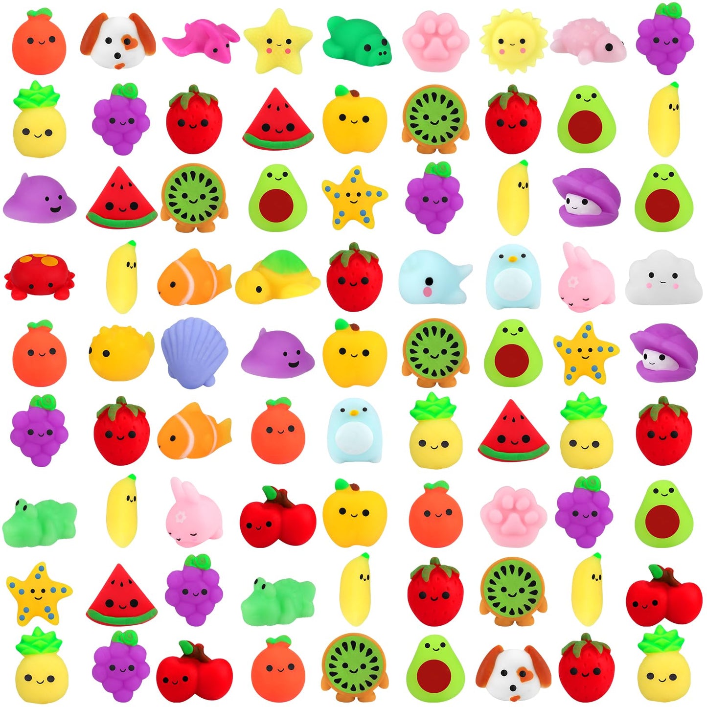 Outee 100 Pcs Mochi Toys With Gift Box, Mini Stress Toys Mochi Animals Animals Dinosaur Kawaii Toys Party Favors For Kids Adults Fidget Toys Birthday Gifts Halloween Toys For Boys Girls
