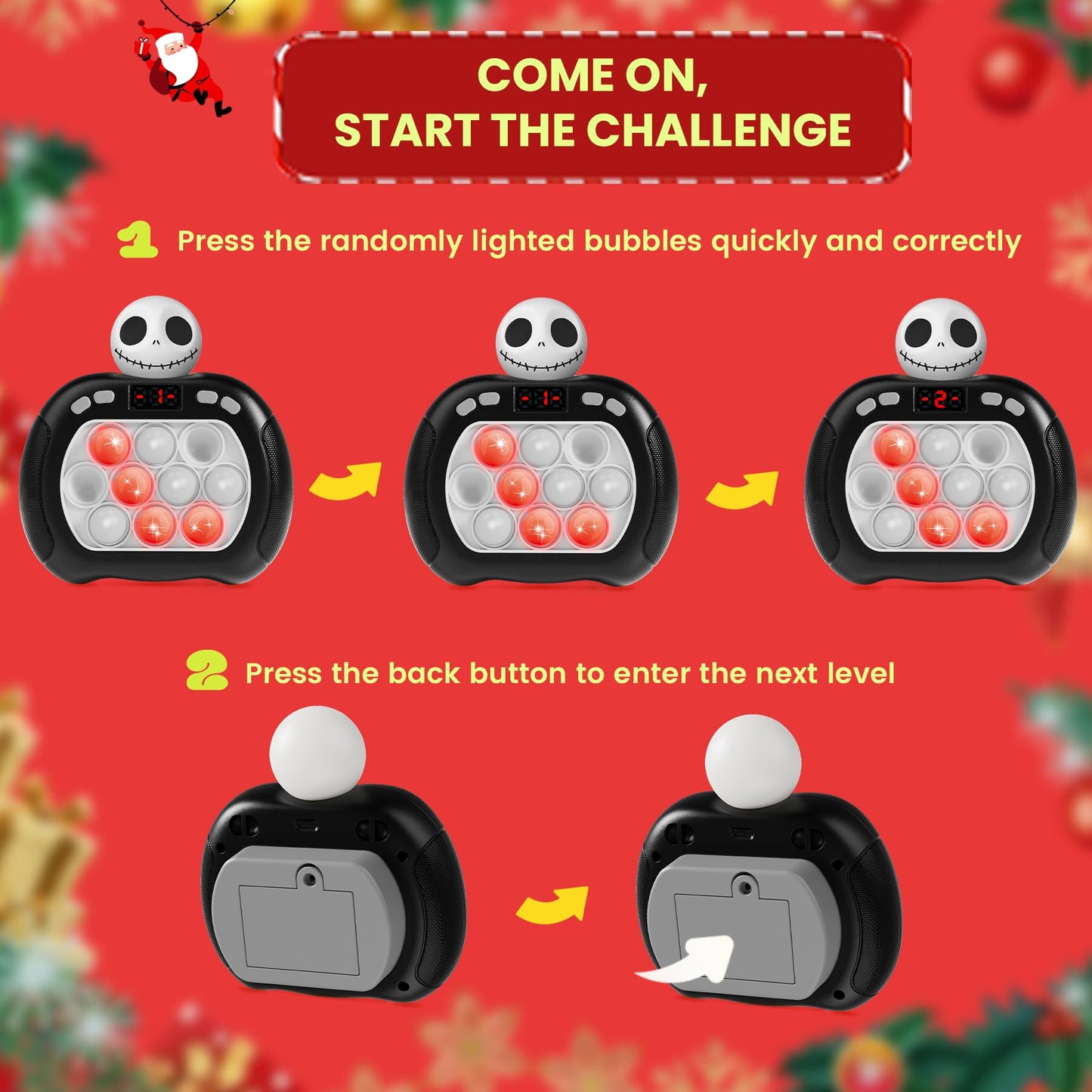 Christmas Pop Game Light Up Fidget Toy Nightmare Be Christmas Toys for Girls Boys Kids Toddler mature-themed Christmas Game Toy Christmas Stocking Stuffers Party Favors Gifts Christmas Goodie Bag