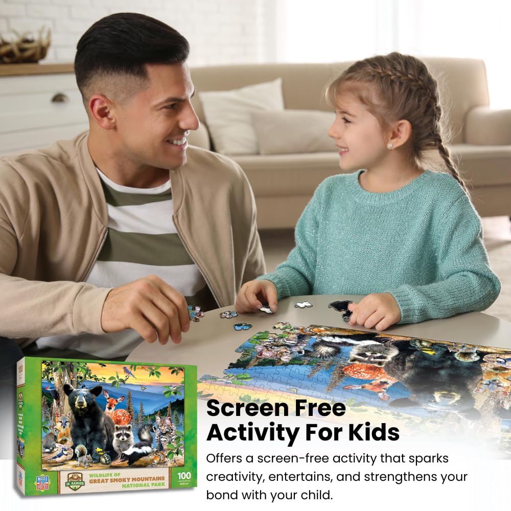 Masterpieces - 100 Piece Jigsaw Puzzle For Kid 6+ Years, Wildlife Of Yellowstone National Park, Educational And Fun Game, Gift I