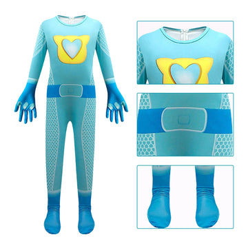 Yodison Superhero Costumes Jumpsuit With Accessories For Halloween Birthday Party Cosplay For Super Fans(120Cm/5-6T) Blue