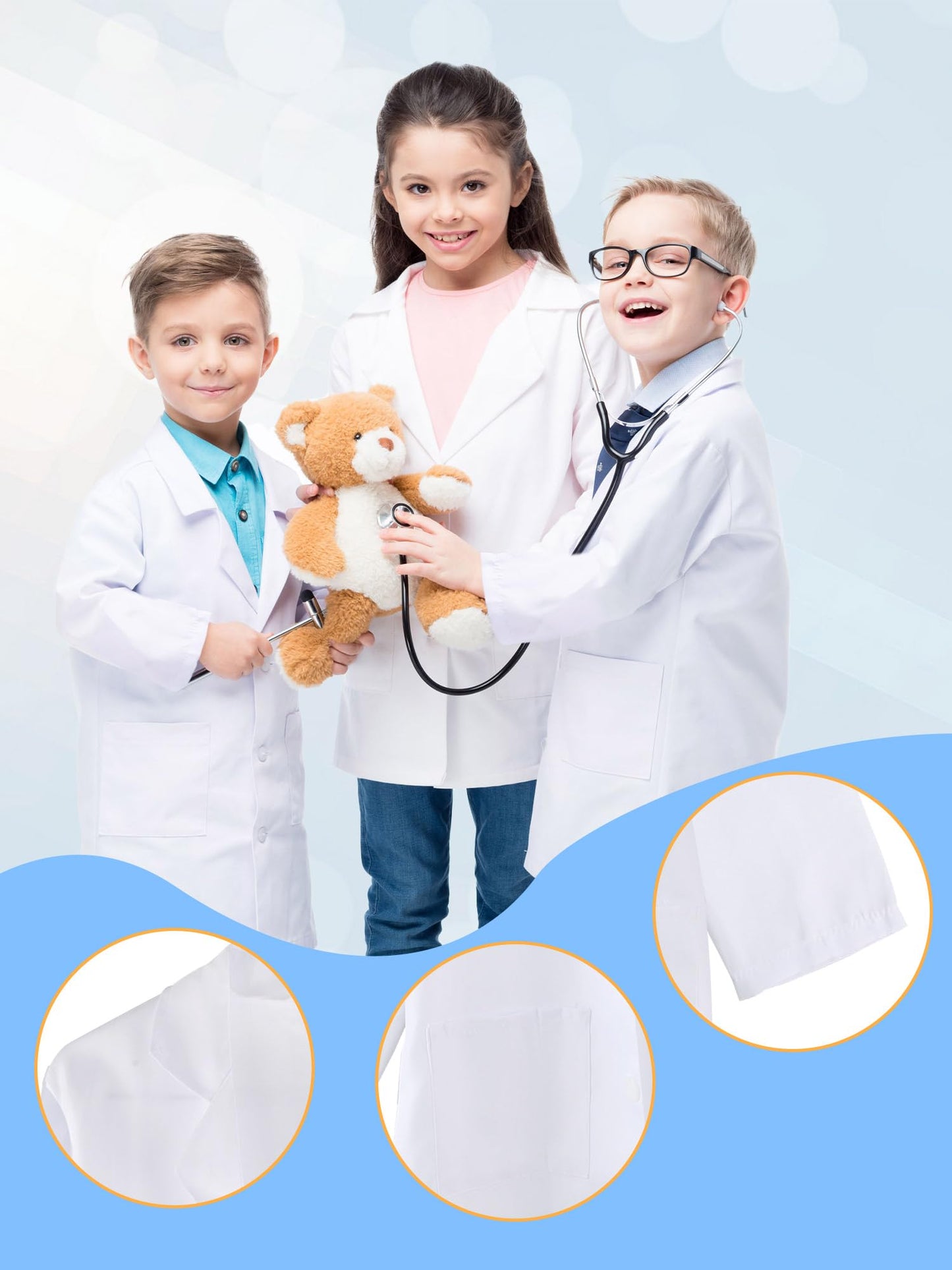 Flotory 10 Pcs Kids Doctor White Coat Scientist Suit Surgeon Suit Uniform Doctor Lab Coat For Boys Girls Career Day Halloween Pr