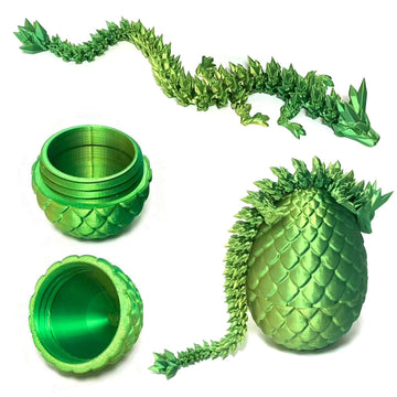 3D Printed Dragon Eggs with Dragon Inside - Fun Fidget Figurine Toys Easter Basket Stuffers Surprise Mystery Crystal Printing Dragon Egg mature-themed Home Office Desk Decor Toy Gifts (Laser Yellow&Green)