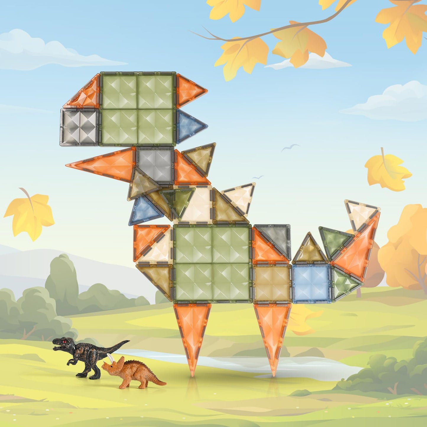 Benoker 3D Magnetic Tiles, Stem Learning And Encourage Imaginative Play Magnetic Blocks, Preschool Puzzle Magnetic Toys With Din