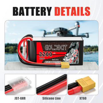 Goldbat 3S 11.1V Lipo Battery 2200Mah 80C Xt60 Connector 3S Short Pack Battery For Rc Car Vehicles Rc Boat Drone Airplane Quadco