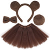 Jmkcoz Kids Animal Brown Bear Costume Bear Ears Headband Bowtie Tail Tutu Skirt Animal Fancy Costume Kit Halloween Cosplay Party Accessories For Girls Boys