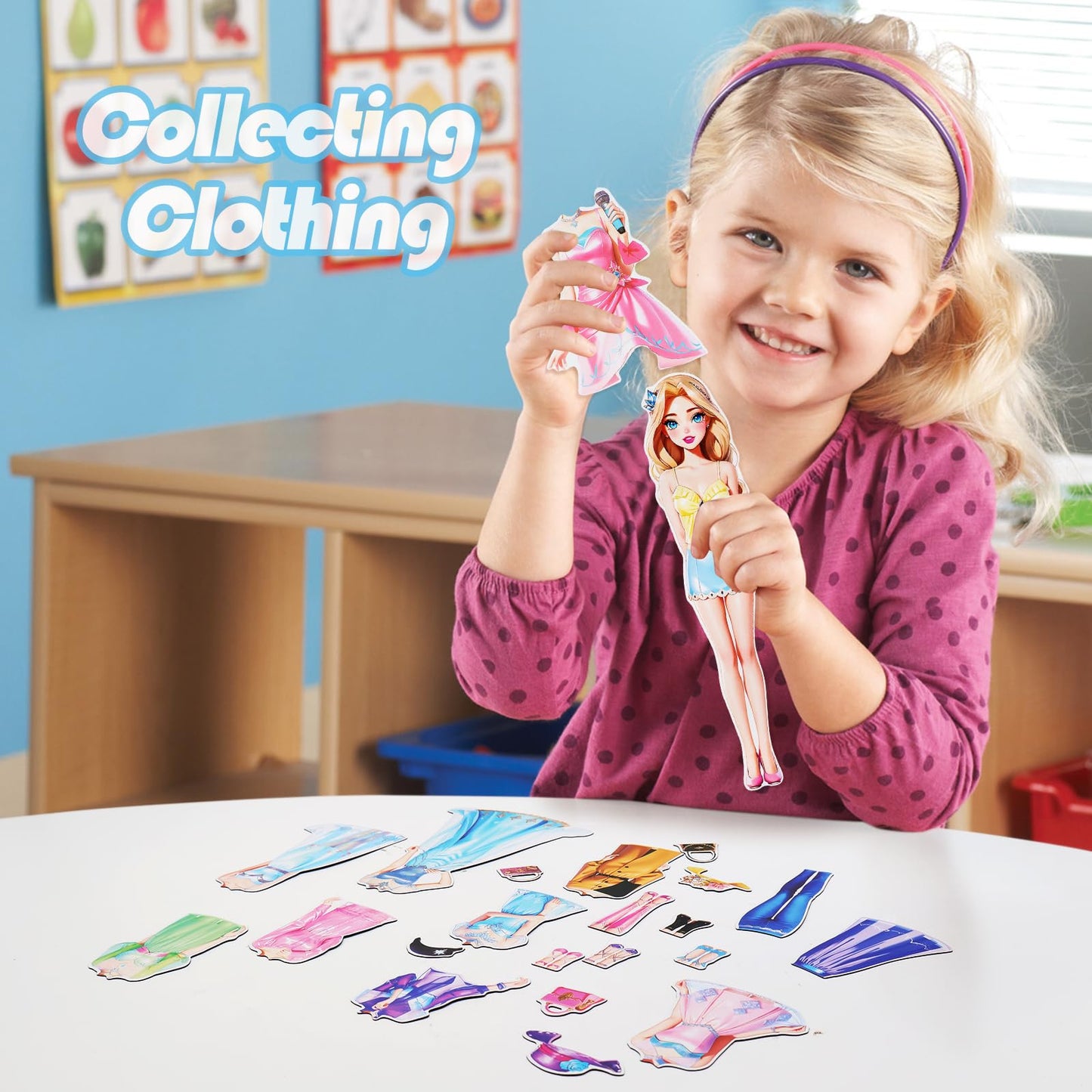 Painzieteg Magnetic Dress Up Dolls, Magnetic Princess Dress Up Paper Dolls, Magnetic Dress Up Dolls For Girls Ages 4-7 Learning