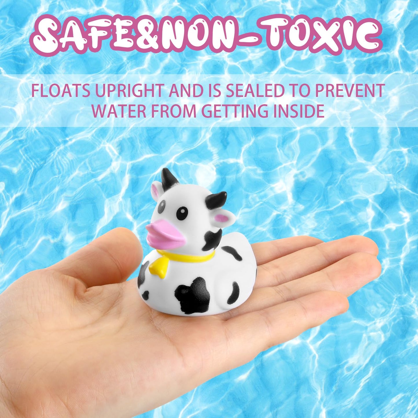 Relaxgiant 48 Pcs Cow Ducks Mini Cow Rubber Ducks Bulk Cow Print Duck For Birthday Party Favors Baby Shower Kids Boys Girls Bath