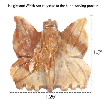 Nelson Creations, Llc 1.5 Inch Butterfly Natural Soapstone Hand-Carved Animal Charm Totem Stone Carving Figurine