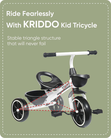 Kriddo Kids Tricycles Age 24 Month To 5 Years, Toddler Kids Trike For 2.5 To 5 Year Old, Gift Toddler Tricycles For 2-4 Year Old