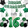 Cheereveal 16th Birthday Decorations for Boys Green, Happy Birthday Party Supplies with Hanging Swirls Happy Birthday Banner Cak