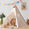 Sumbababy Teepee Tent for Kids - Natural Canvas Indoor Play Tent with Lights, 47.2x47.2x68.1, Washable, Foldable Gift for Girls & Boys