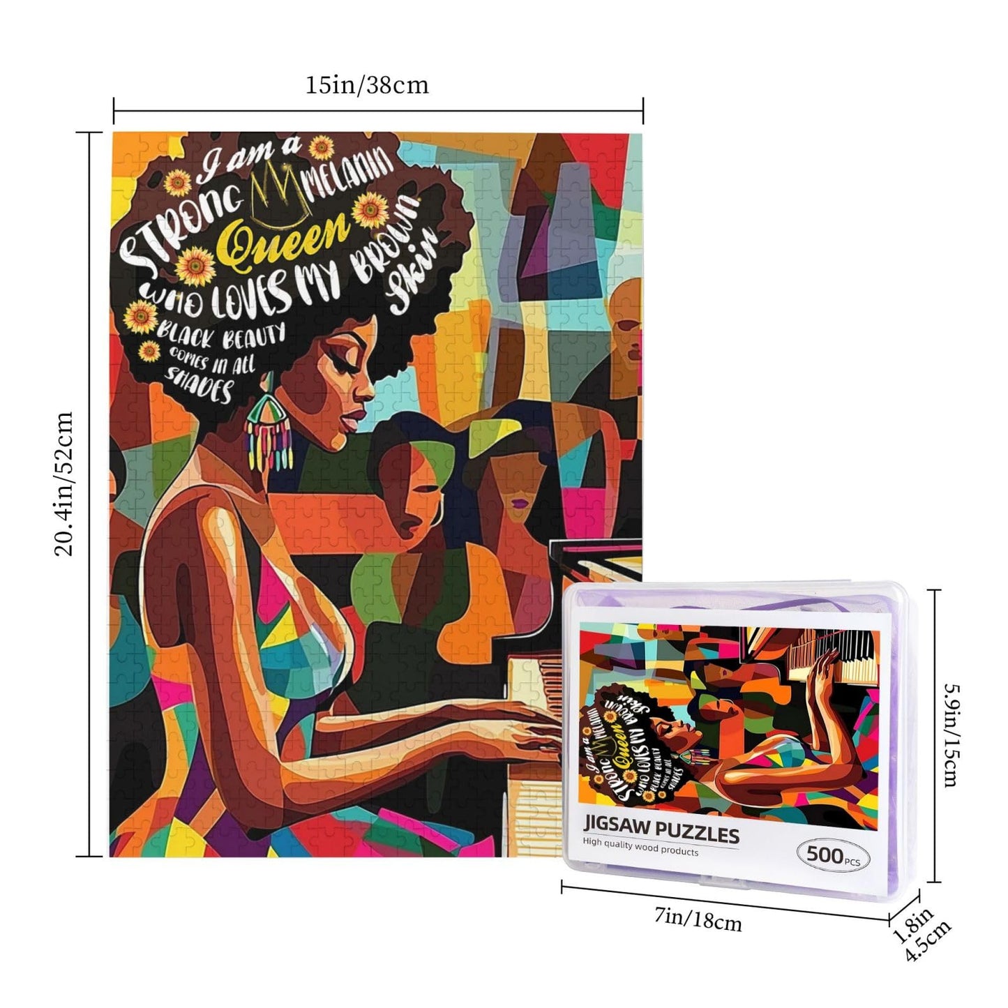 African American Jigsaw Puzzles for Adults 500 Pieces Abstract Black Women Puzzle Black Queen Playing The Piano Wooden Puzzle fo
