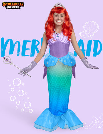 Spooktacular Creations Halloween Mermaid Costume for Girls, Blue Little Mermaid Dress, Princess Dress Up for Girls 4-6 Toddler P