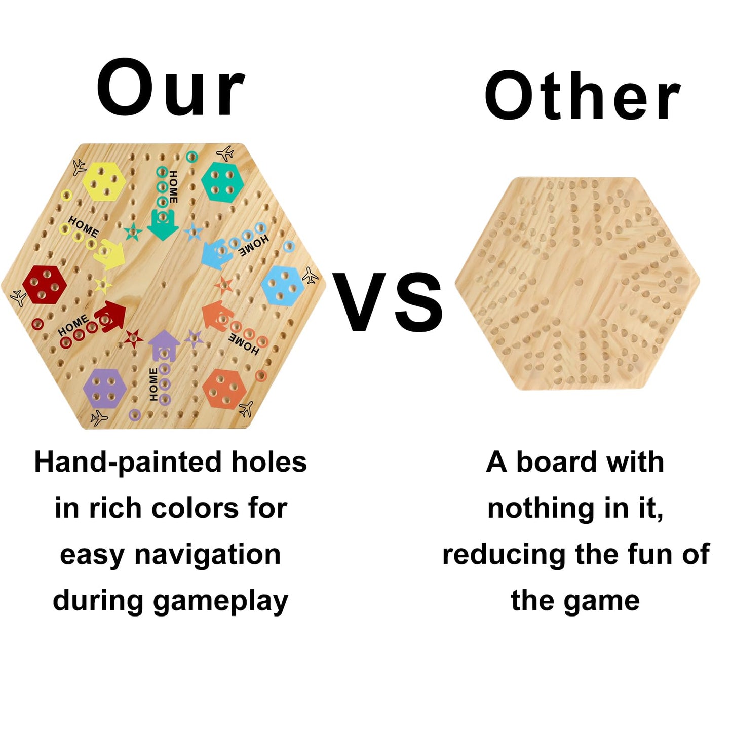 Medikaison Extra Large 23.6 Inches Wahoo Marble Board Game 4 And 6 Players 2 Sided Painted Thicken Wood Board Perfect Game For Family Friends Party