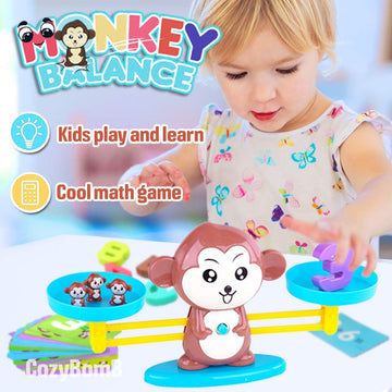 CozyBomB Monkey Balance Counting Toys - STEM Educational Math Game for 3-5 Year Olds, Medium, Brown, Model Monkey-Balance-01