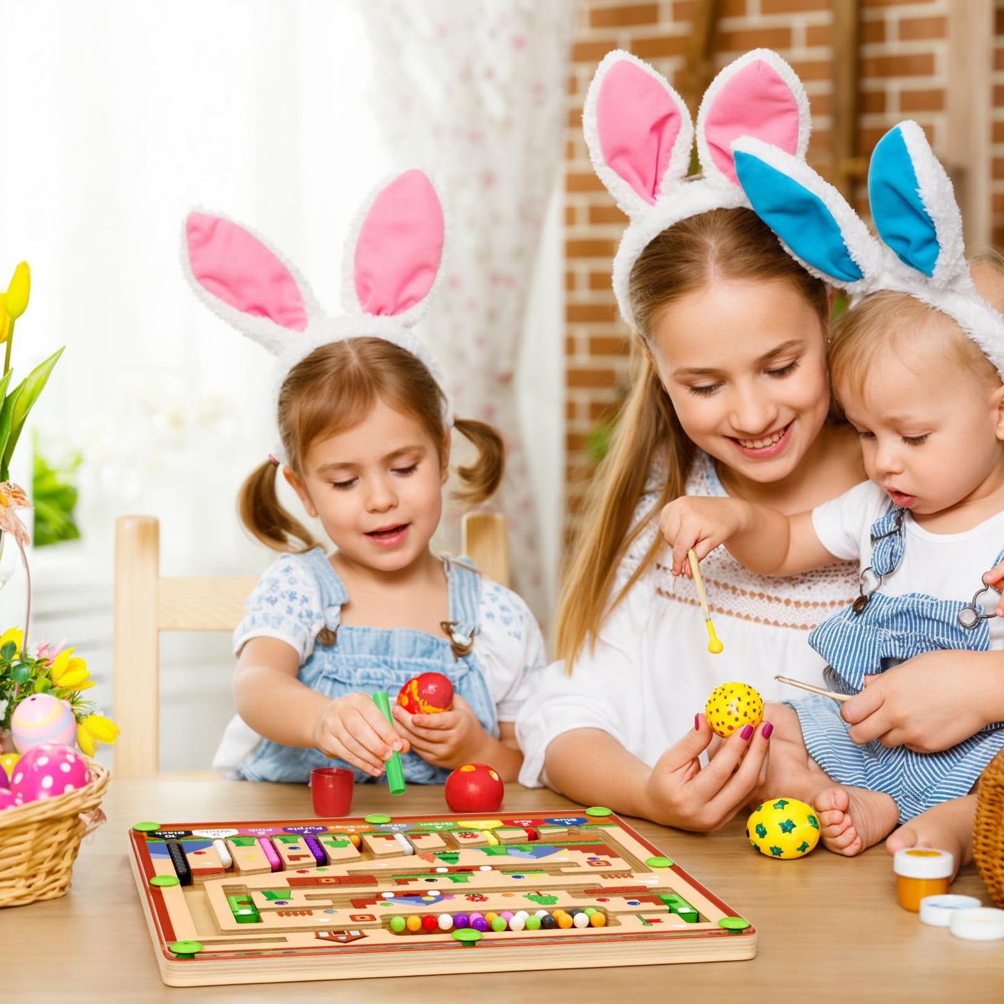 zhiwuzhu Montessori Wooden Color Matching Learning Counting Puzzle Board, Magnetic Color and Number Maze for Ages 2-4,Toddler Fi