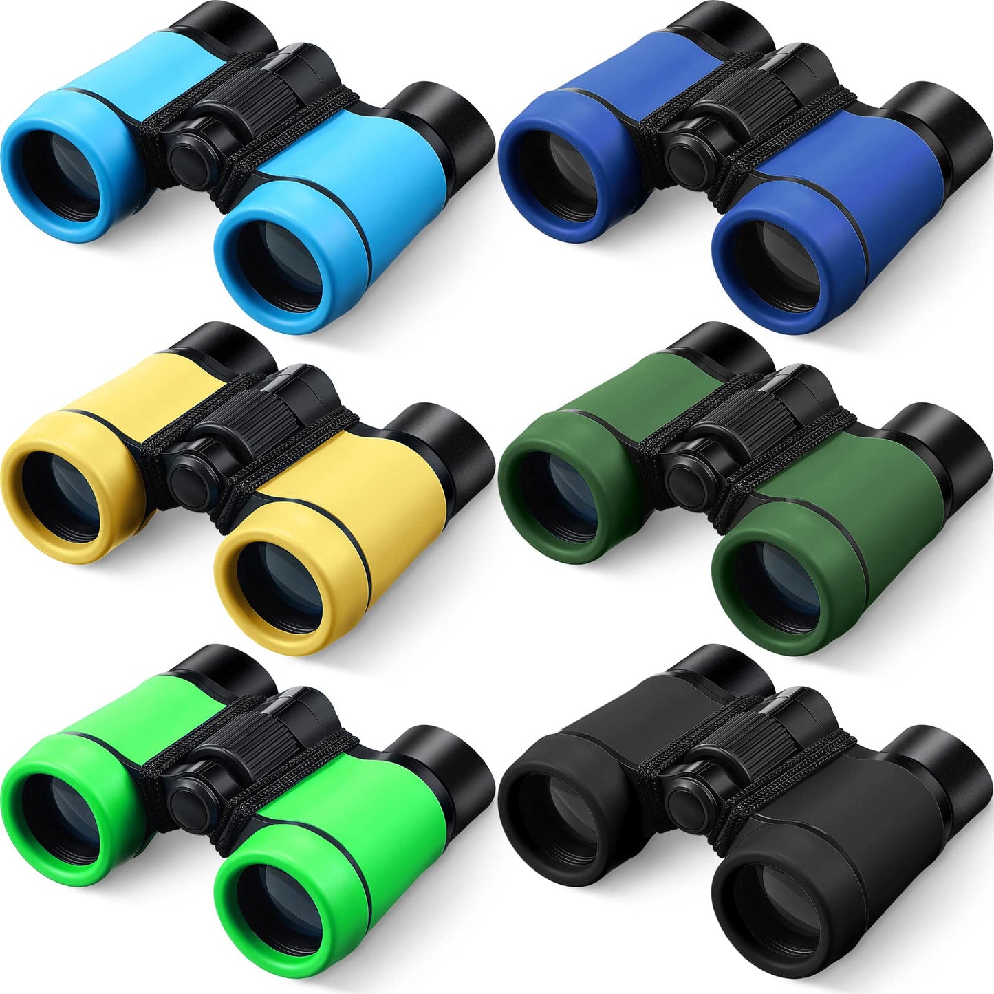 6 Pack Kids Binoculars Shock Proof Toy Binoculars Set For Age 6 Years Boys Girls Hunting Folding Small Telescope Birthday Gifts Bird Watching Educational Learning Camping Outdoor (Fresh Colors)