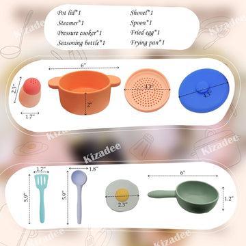 Play Kitchen Accessories, Silicone Pretend Play Kitchen Toys Set, Play Kitchen Pots And Pans Set For Kids, Learning Education Co