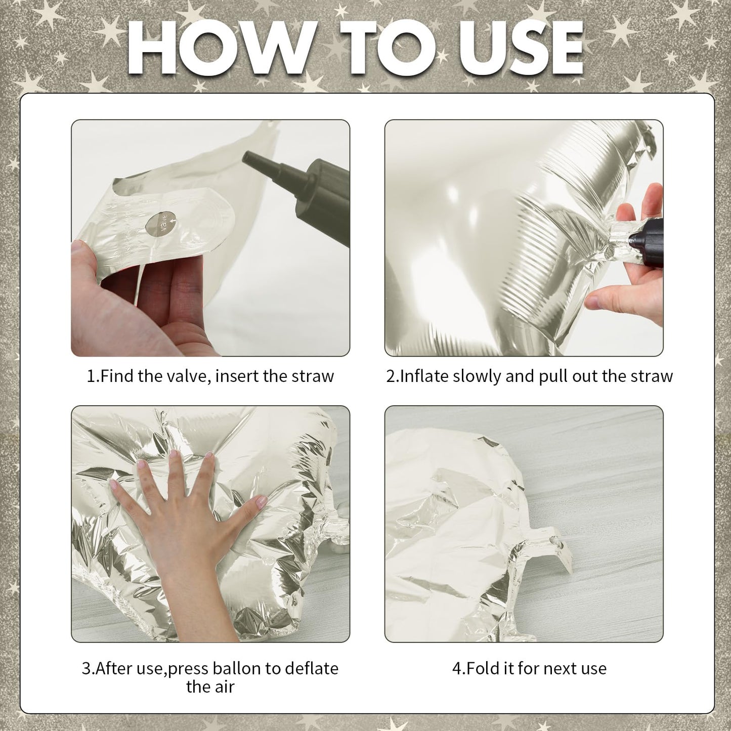 18 Inch Cream Star Balloons, 10 Pcs White Star Shape Foil Balloon Helium Balloons, Big Mylar Star Balloons For Wedding, Baby Sho
