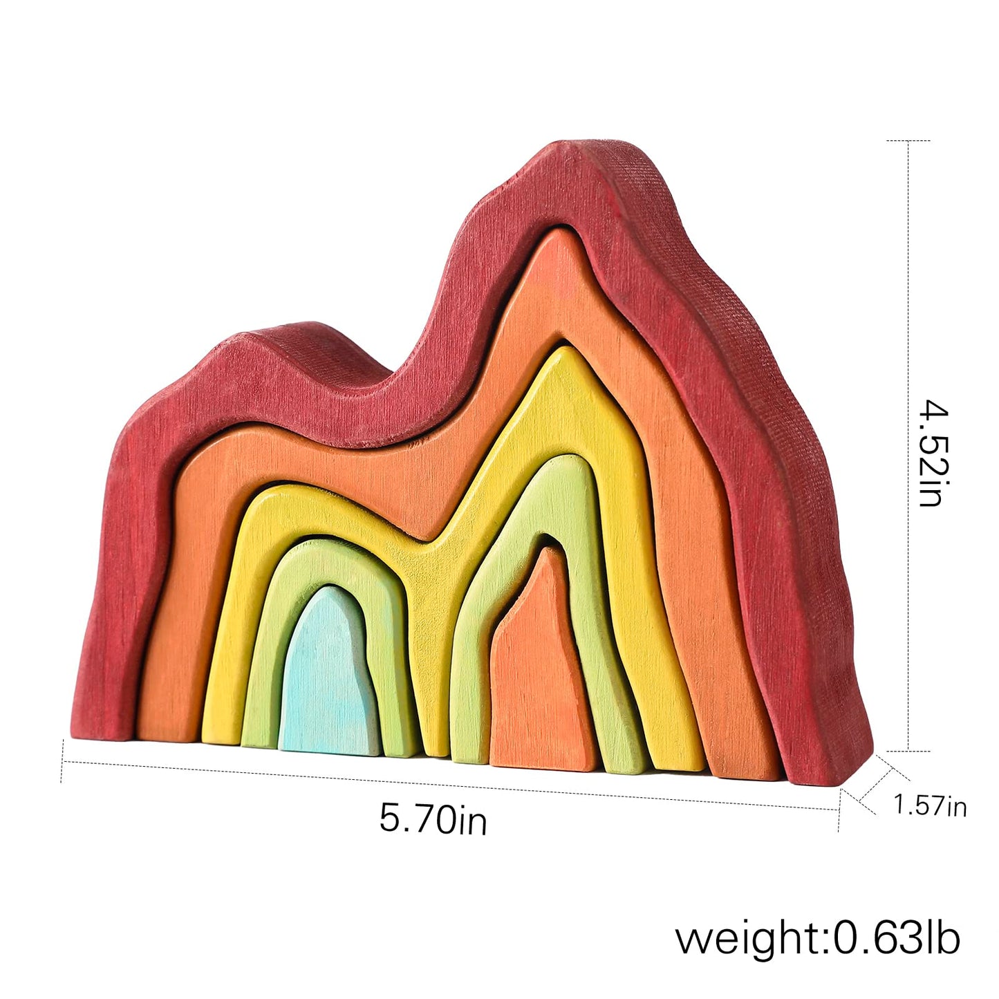 Jetmhh Wooden Rainbow Stacking Toy | House Bulding Block | Montessori Geometry Educational Stacking Game | Learning Educational