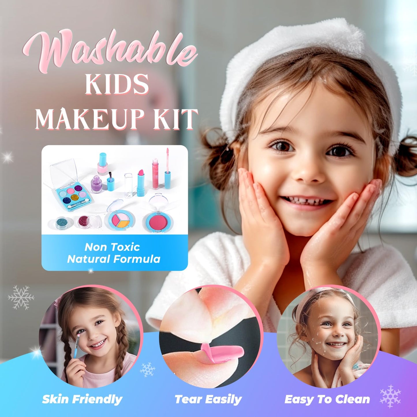INNOCHEER Kids Makeup Kit for Girl Toys, Frozen Makeup Set for Girls, Real Washable Makeup Kit for Girls, Birthday Christmas Pri
