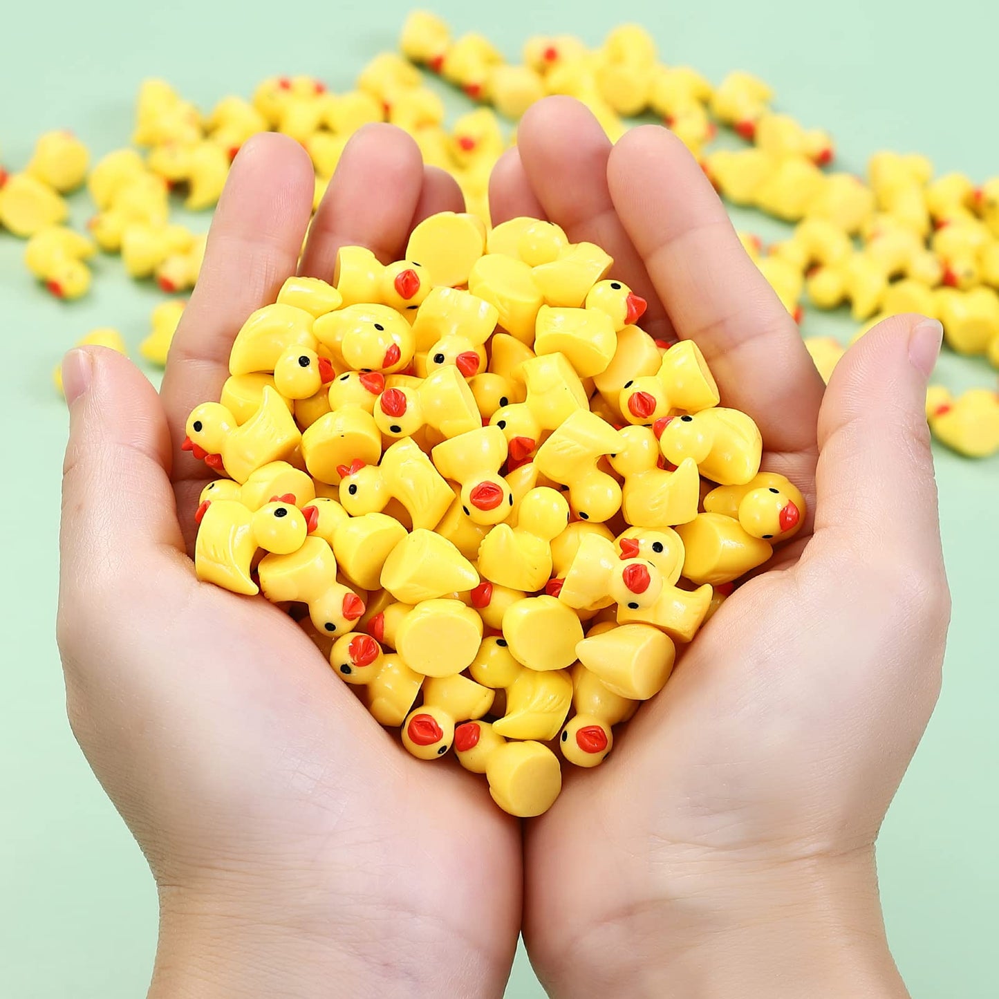 ROMROC Mini Resin Duck Bulk 200 Pack Tiny Ducks to Hide for Miniature Dollhouse Accessories Micro Garden Landscape Aquarium Pott