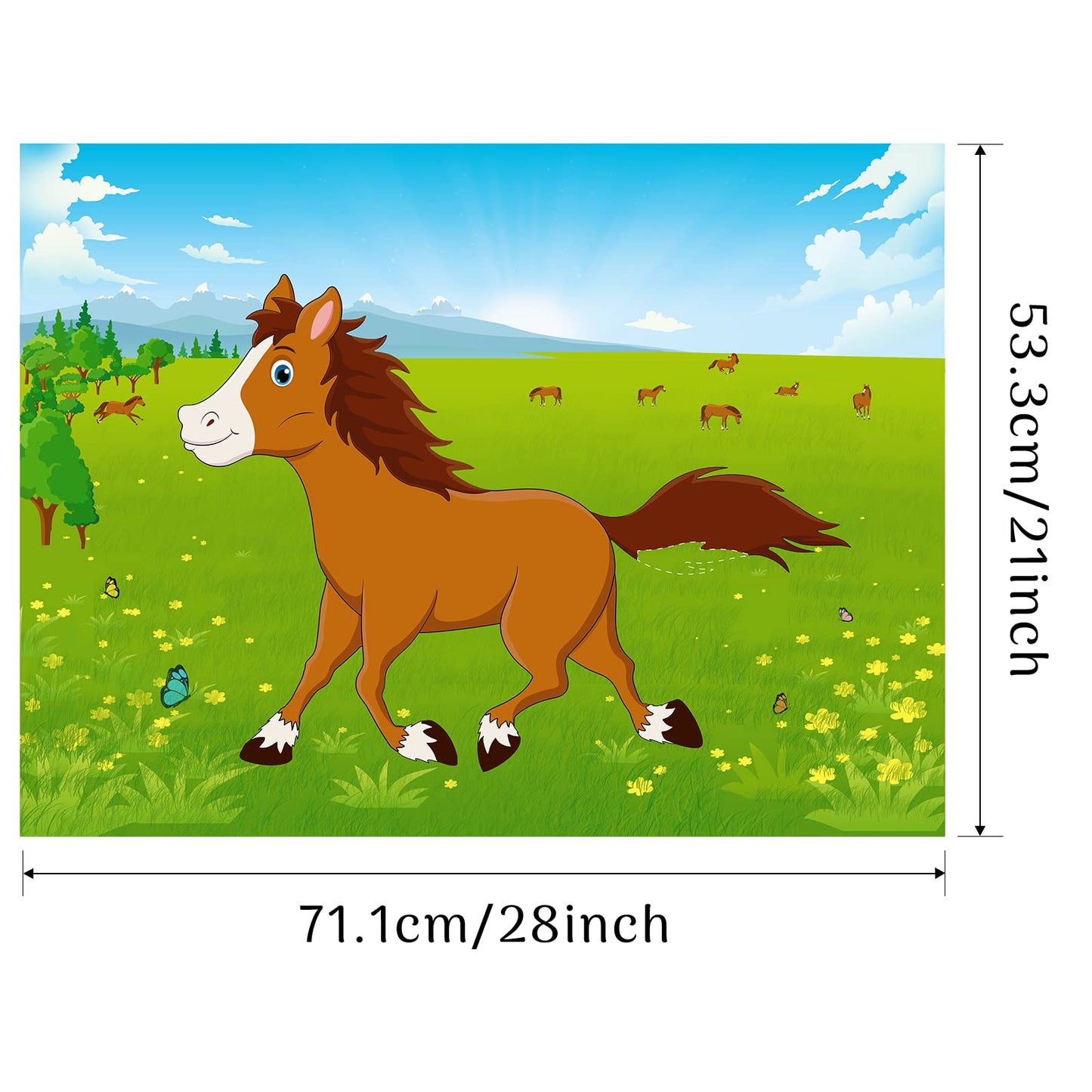 Morcheiong Pin The Tail On The Horse Birthday Game With 48Pcs Tails For Kids Farm Birthday Party Supplies Decorations Favors