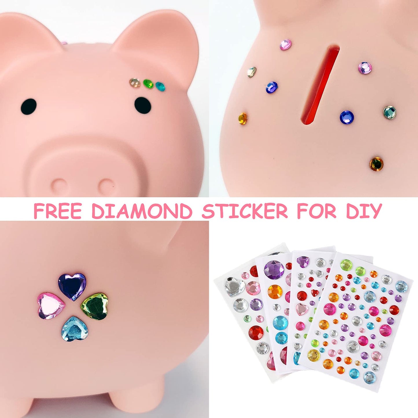 Pjdrllc Piggy Bank, Unbreakable Plastic Money Bank, Coin Bank For Girls And Boys, Medium Size Piggy Banks, Practical Gifts For Birthday, Easter, Baby Shower (Flesh-Colour)