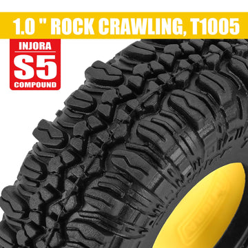 INJORA 1.0 Silicone Rubber Inserts and S5 Rock Crawling Tires for TRX4M SCX24 1/18 1/24 RC Crawler Car Upgrade