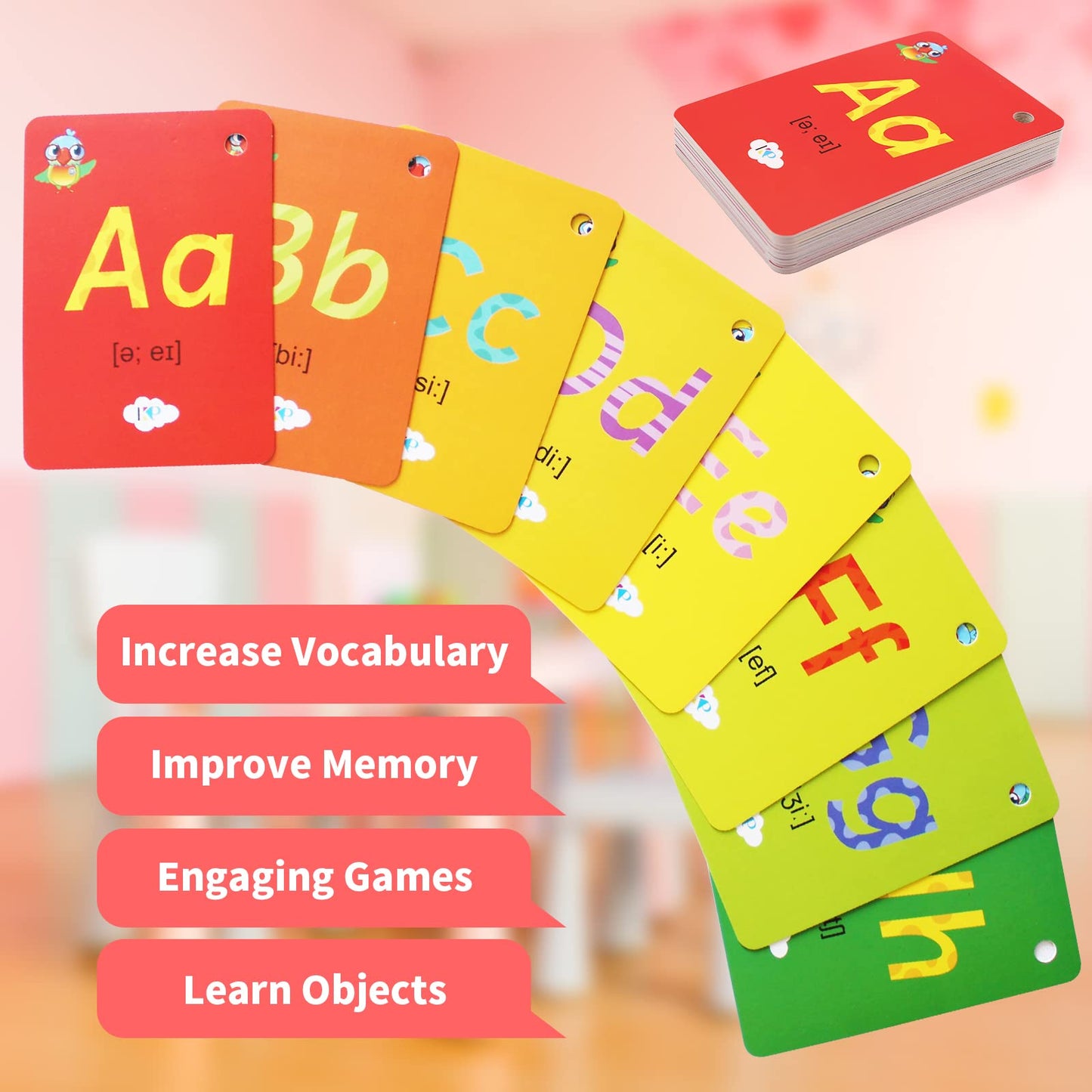 Kids Abc Flash Cards,Letter Toddler Flash Cards Alphabet Learning Picture Kindergarten For Kids,Toddler 26 Pcs (Letter)