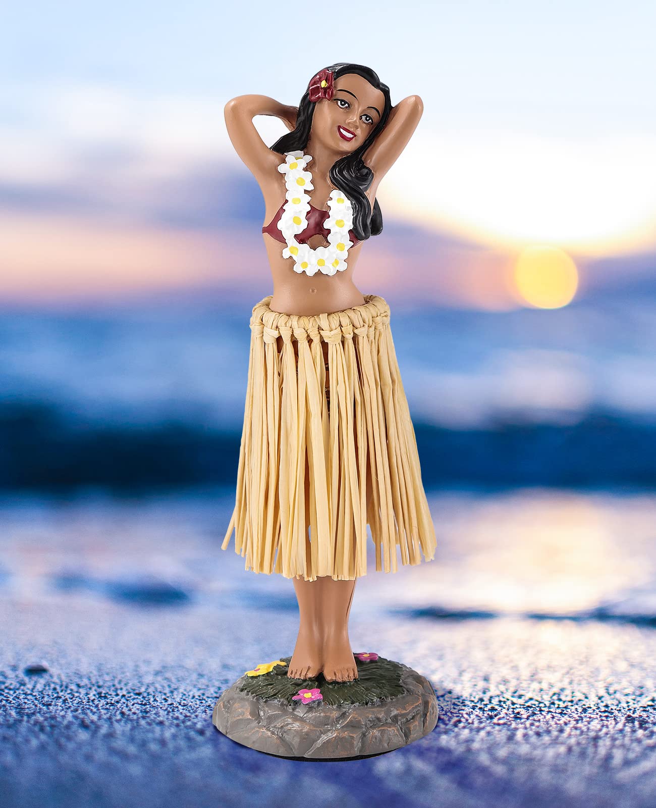 Bcsmyer Hawaii Hula Girl Dashboard Bobbleheads For Driver Dashboard Decorations Medium Size 6.3' High Dashboard Hula Girl