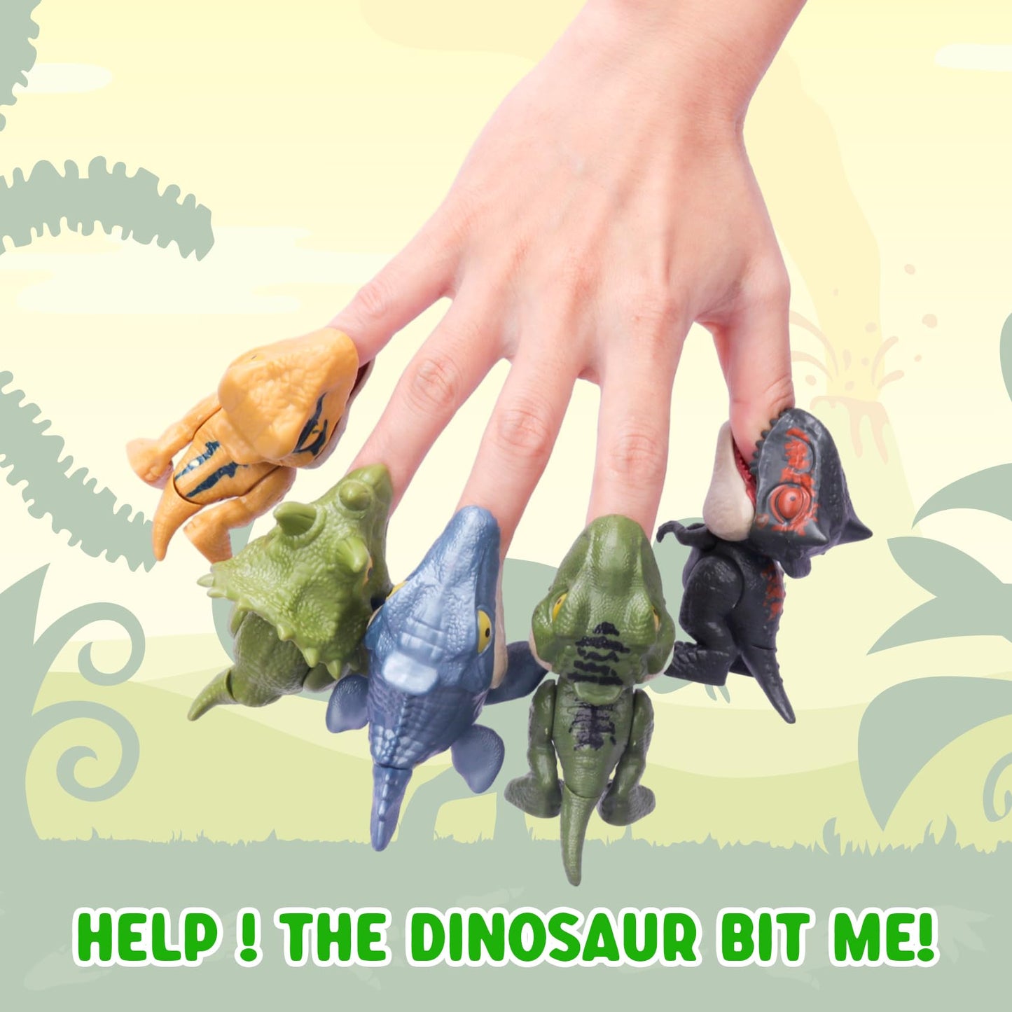 Ledorr 6Pcs Biting Finger Dinosaurs Toy Dinosaurs Collectibles For Display, Fun Snap Squad Dino Toys For 3+ Year Old Kids Birthd