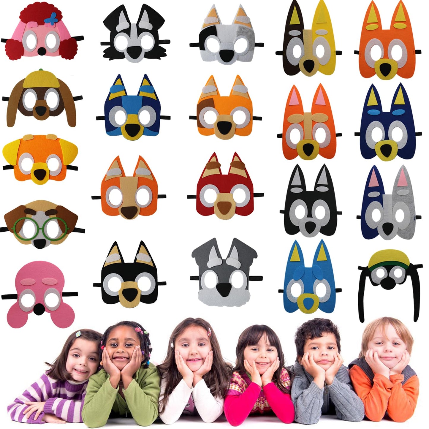 YALARY 21 Packs Puppy Dogs Felt Mask Party Favors for Kids, Blue Puppy Dog Themed Birthday Party Supplies Dress Up Cosplay Birth