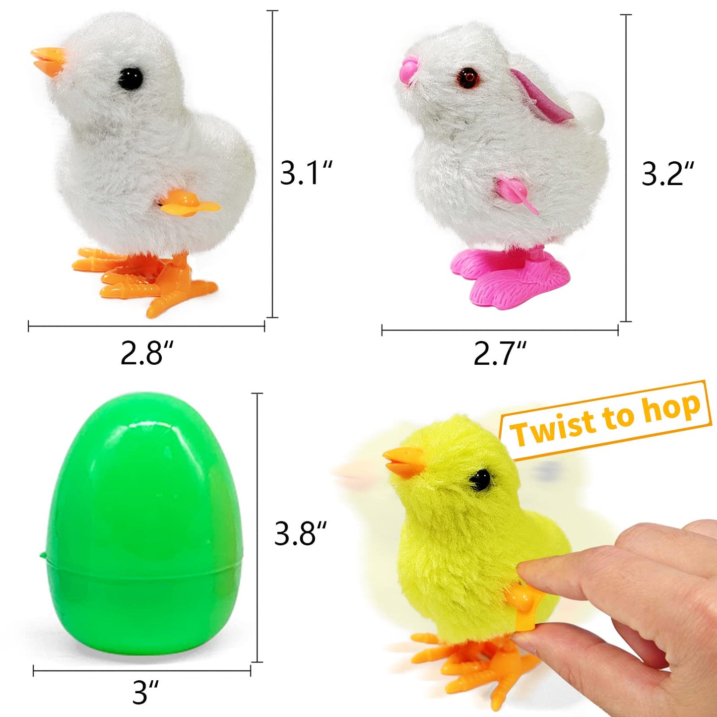 12 Pcs Easter Eggs Filled With Wind-Up Chicks And Bunnies 4' Large Surprise Eggs For Easter Eggs Hunt Easter Basket Stuffers Easter Gift For Kids
