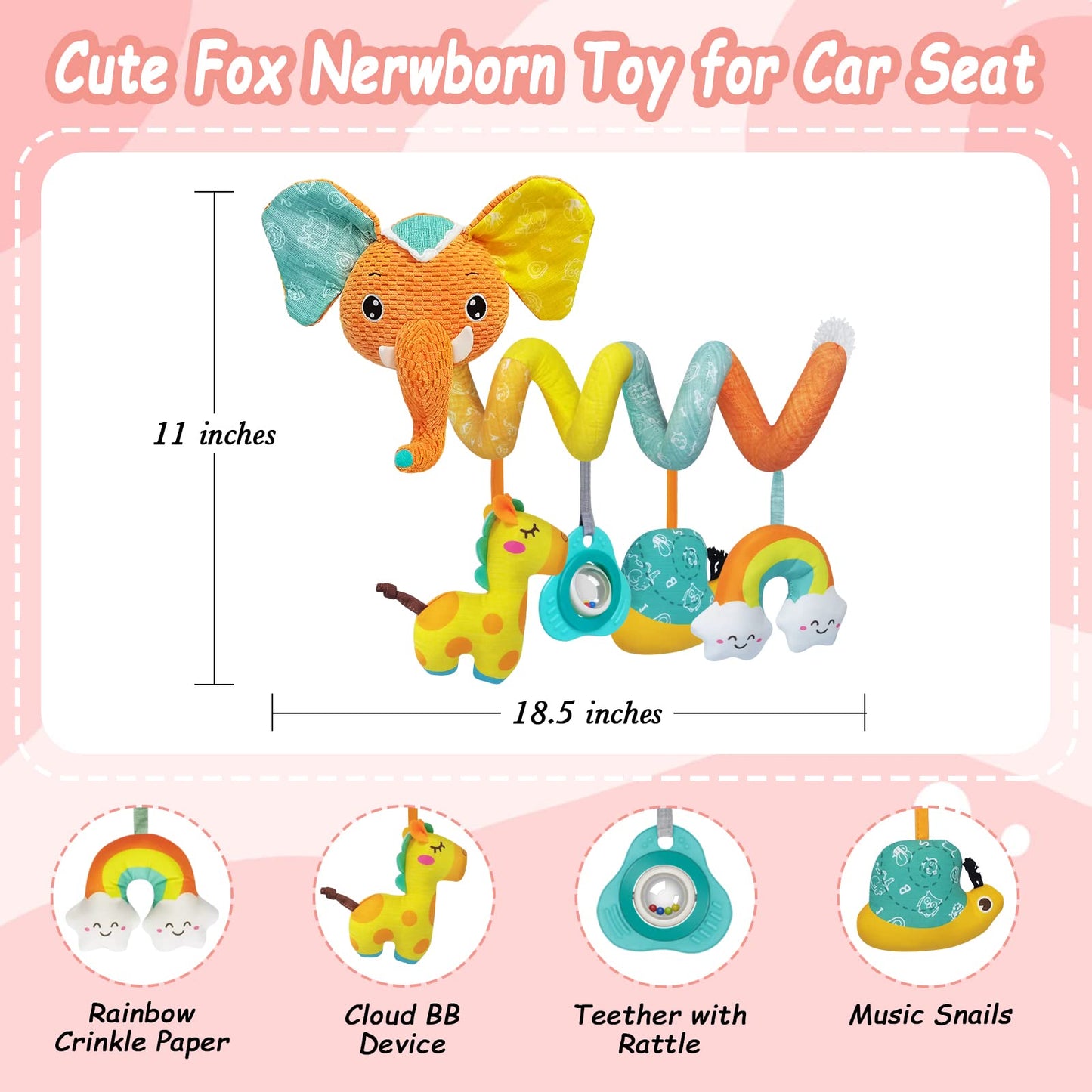 Fati Car Seat Toys Baby Toys 0-6 Months, Newborn Toys Infant Toys 0-3 Months, Stroller Toys For Baby Crib Carseat, Sensory Toys