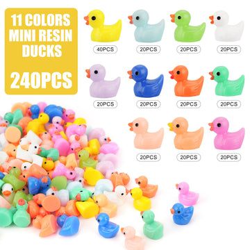 Crtwdman 240 Pcs Mini Ducks Tiny Duck Figurines Bulk For Garden Micro Landscape, Mini Resin Ducks For Dollhouse Aquarium Potted