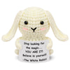 Juleasel Mini Funny Positive Bunny Emotional Crochet Animals Rabbit Knitted Doll With Positive Card For Friend Coworkers Encoura