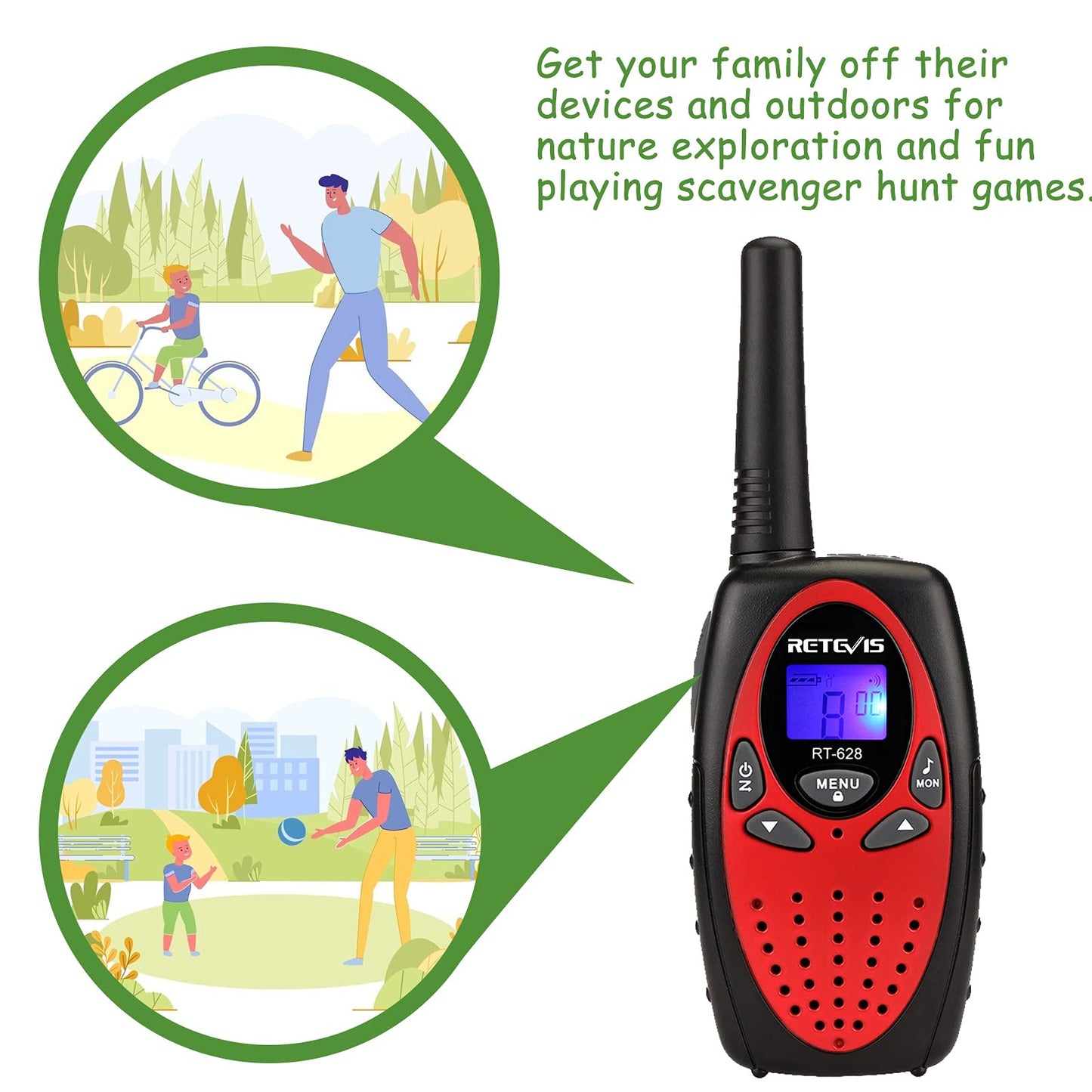 Retevis Rt628 Walkie Talkies For Kids,Toys Gifts For 6-12 Years Old Boys Girls,Long Range 2 Way Radio 22Ch Vox,Birthday Gift,Family Walkie Talkie For Camping Hiking Indoor Outdoor