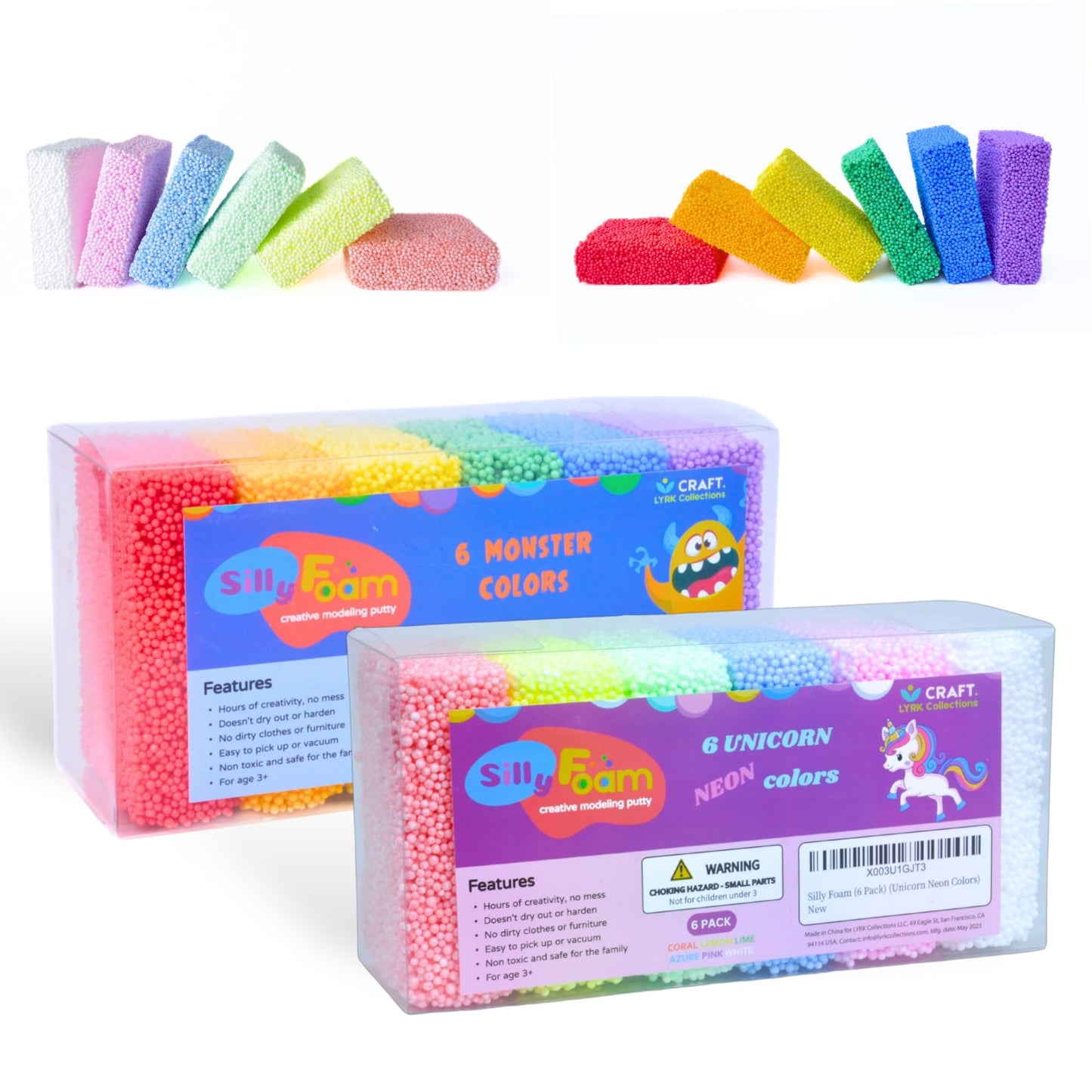 Silly Foam, Creative Modeling Foam Beads, 2-Pack Mixed Colors (Primary + Neon Pastel), Perfect For Preschool And Kids, Arts, Cra