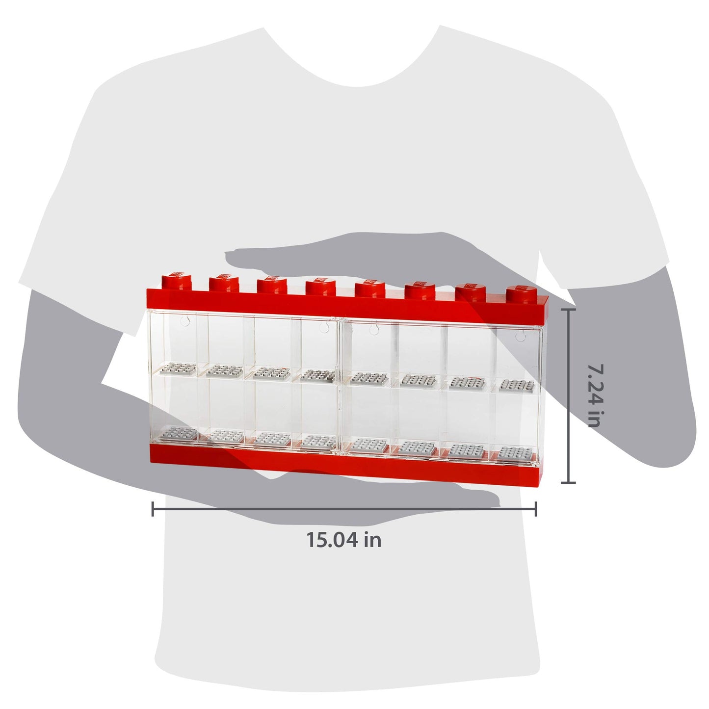 Lego Minifigure Display Case 16 Red, Large
