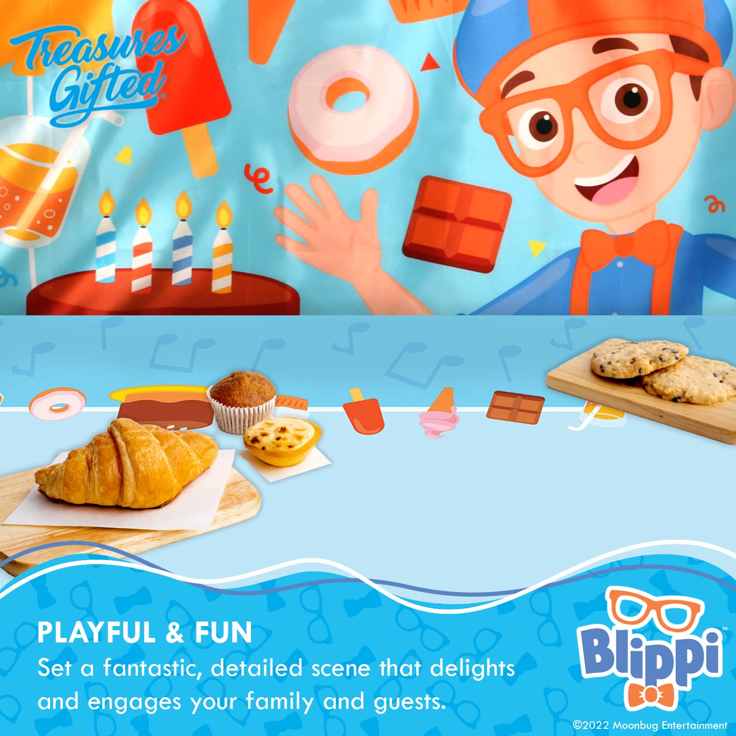Treasures Gifted Officially Licensed Blippi Birthday Party Supplies - Pack Of 1 - Blippi Tablecloth, 54In X 108In - Blippi Table